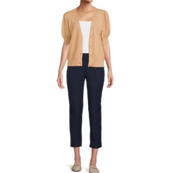 🆕🌹2/$20🌹Women’s Puff Sleeve Cardigan Sweater Brown Time and Tru XL 16 18 NWT - Picture 3 of 11